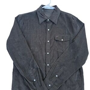 Criquet Gray Corduroy Pearl Snap Western Button Down Shirt Mens Size Large
